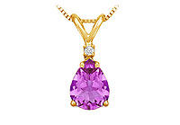 Diamond and Amethyst Solitaire Pendant : 14K Yellow Gold - 1.00 CT TGW