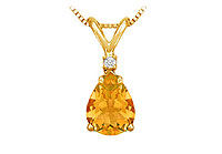 Diamond and Citrine Solitaire Pendant : 14K Yellow Gold - 1.00 CT TGW
