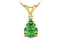 Diamond and Emerald Solitaire Pendant : 14K Yellow Gold - 1.00 CT TGW