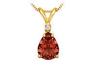 Diamond and Garnet Solitaire Pendant : 14K Yellow Gold - 1.00 CT TGW