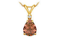 Diamond and Smoky Topaz Solitaire Pendant : 14K Yellow Gold - 1.00 CT TGW