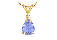 Diamond and Tanzanite Solitaire Pendant : 14K Yellow Gold - 1.00 CT TGW