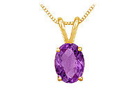 Amethyst Solitaire Pendant : 14K Yellow Gold - 1.00 CT TGW