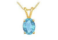 Blue Topaz Solitaire Pendant : 14K Yellow Gold - 1.00 CT TGW