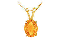 Citrine Solitaire Pendant : 14K Yellow Gold - 1.00 CT TGW