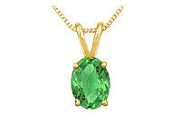Emerald Solitaire Pendant : 14K Yellow Gold - 1.00 CT TGW