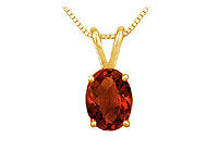 Garnet Solitaire Pendant : 14K Yellow Gold - 1.00 CT TGW