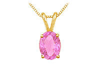 Pink Topaz Solitaire Pendant : 14K Yellow Gold - 1.00 CT TGW
