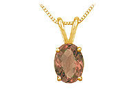 Smoky Topaz Solitaire Pendant : 14K Yellow Gold - 1.00 CT TGW