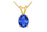 Sapphire Solitaire Pendant : 14K Yellow Gold - 1.00 CT TGW