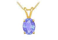 Tanzanite Solitaire Pendant : 14K Yellow Gold - 1.00 CT TGW