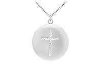 Diamond Cross Pendant : 14K White Gold - 0.10 CT Diamonds