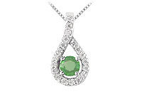 Emerald and Diamond Pendant : 14K White Gold - 0.50 CT TGW