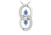 Sapphire and Diamond Circle Pendant : 14K White Gold - 1.00 CT TGW