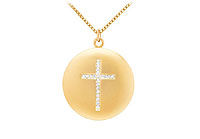 Diamond Cross Pendant : 14K Yellow Gold - 0.10 CT Diamonds