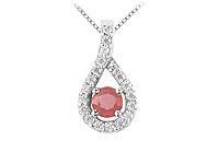 Ruby and Diamond Pendant : 14K White Gold - 0.50 CT TGW