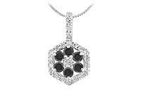 Black and White Diamond Pendant : 14K White Gold - 1.50 CT Diamonds
