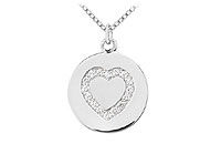 Diamond Heart Disc Pendant : 14K White Gold - 0.15 CT Diamonds