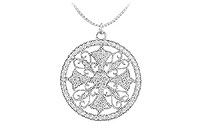 Diamond Circle Pendant : 14K White Gold - 0.50 CT Diamonds