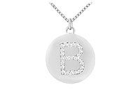 Diamond Initial B Disc Pendant : 14K White Gold - 0.33 CT Diamonds