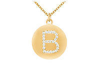 Diamond Initial B Disc Pendant : 14K Yellow Gold - 0.33 CT Diamonds