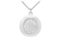 Diamond Initial C Disc Pendant : 14K White Gold - 0.25 CT Diamonds