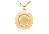 Diamond Initial C Disc Pendant : 14K Yellow Gold - 0.25 CT Diamonds
