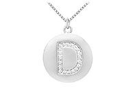 Diamond Initial D Disc Pendant : 14K White Gold - 0.33 CT Diamonds