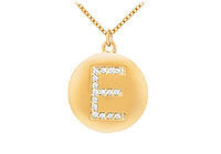 Diamond Initial E Disc Pendant : 14K Yellow Gold - 0.33 CT Diamonds