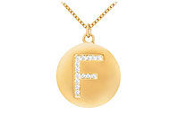 Diamond Initial F Disc Pendant : 14K Yellow Gold - 0.25 CT Diamonds