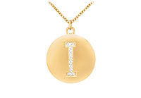 Diamond Initial I Disc Pendant : 14K Yellow Gold - 0.16 CT Diamonds
