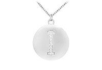 Diamond Initial I Disc Pendant : 14K White Gold - 0.16 CT Diamonds