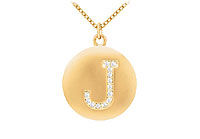 Diamond Initial J Disc Pendant : 14K Yellow Gold - 0.20 CT Diamonds