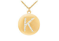 Diamond Initial K Disc Pendant : 14K Yellow Gold - 0.25 CT Diamonds