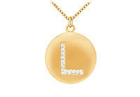 Diamond Initial L Disc Pendant : 14K Yellow Gold - 0.16 CT Diamonds