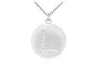 Diamond Initial L Disc Pendant : 14K White Gold - 0.16 CT Diamonds