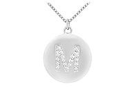 Diamond Initial M Disc Pendant : 14K White Gold - 0.33 CT Diamonds