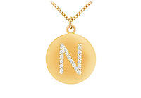 Diamond Initial N Disc Pendant : 14K yellow Gold - 0.25 CT Diamonds