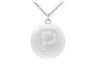 Diamond Initial P Disc Pendant : 14K White Gold - 0.25 CT Diamonds
