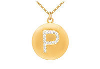 Diamond Initial P Disc Pendant : 14K Yellow Gold - 0.25 CT Diamonds