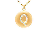 Diamond Initial Q Disc Pendant : 14K Yellow Gold - 0.35 CT Diamonds