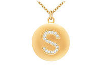 Diamond Initial S Disc Pendant : 14K Yellow Gold - 0.25 CT Diamonds