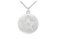 Diamond Star Disc Pendant : 14K White Gold - 0.15 CT Diamonds