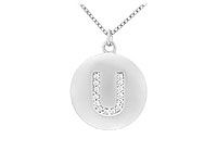 Diamond Initial U Disc Pendant : 14K White Gold - 0.25 CT Diamonds