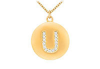 Diamond Initial U Disc Pendant : 14K Yellow Gold - 0.25 CT Diamonds