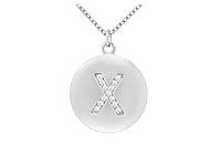 Diamond Initial X Disc Pendant : 14K White Gold - 0.25 CT Diamonds