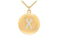 Diamond Initial X Disc Pendant : 14K Yellow Gold - 0.25 CT Diamonds