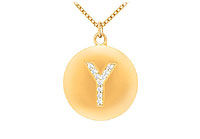 Diamond Initial Y Disc Pendant : 14K Yellow Gold - 0.20 CT Diamonds