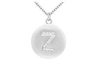 Diamond Initial Z Disc Pendant : 14K White Gold - 0.25 CT Diamonds