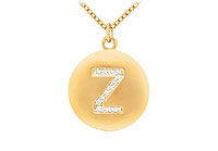 Diamond Initial Z Disc Pendant : 14K Yellow Gold - 0.25 CT Diamonds